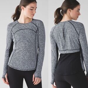Lululemon Cover Me Long Sleeve Miss Mosaic Top Size 4  black & white